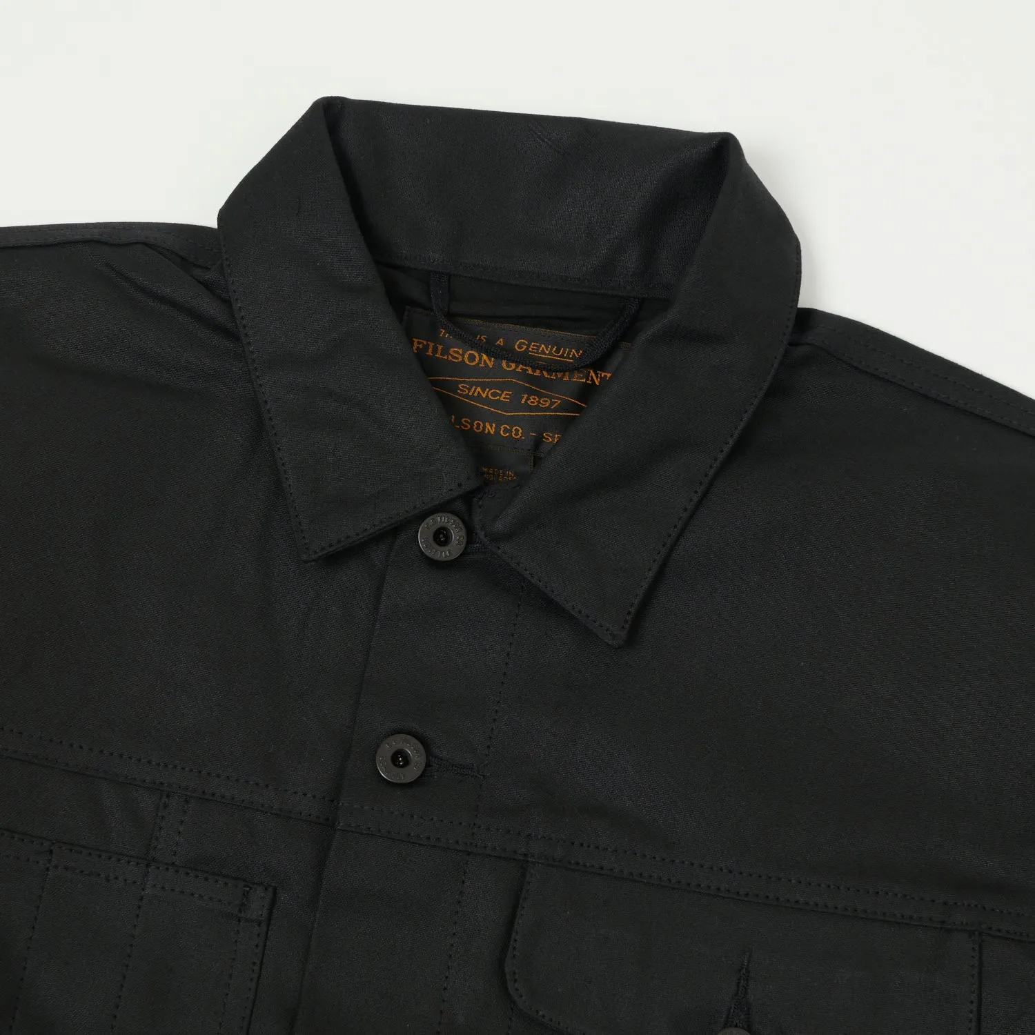 Filson Tin Cloth Short Lined Cruiser Jacket - Black