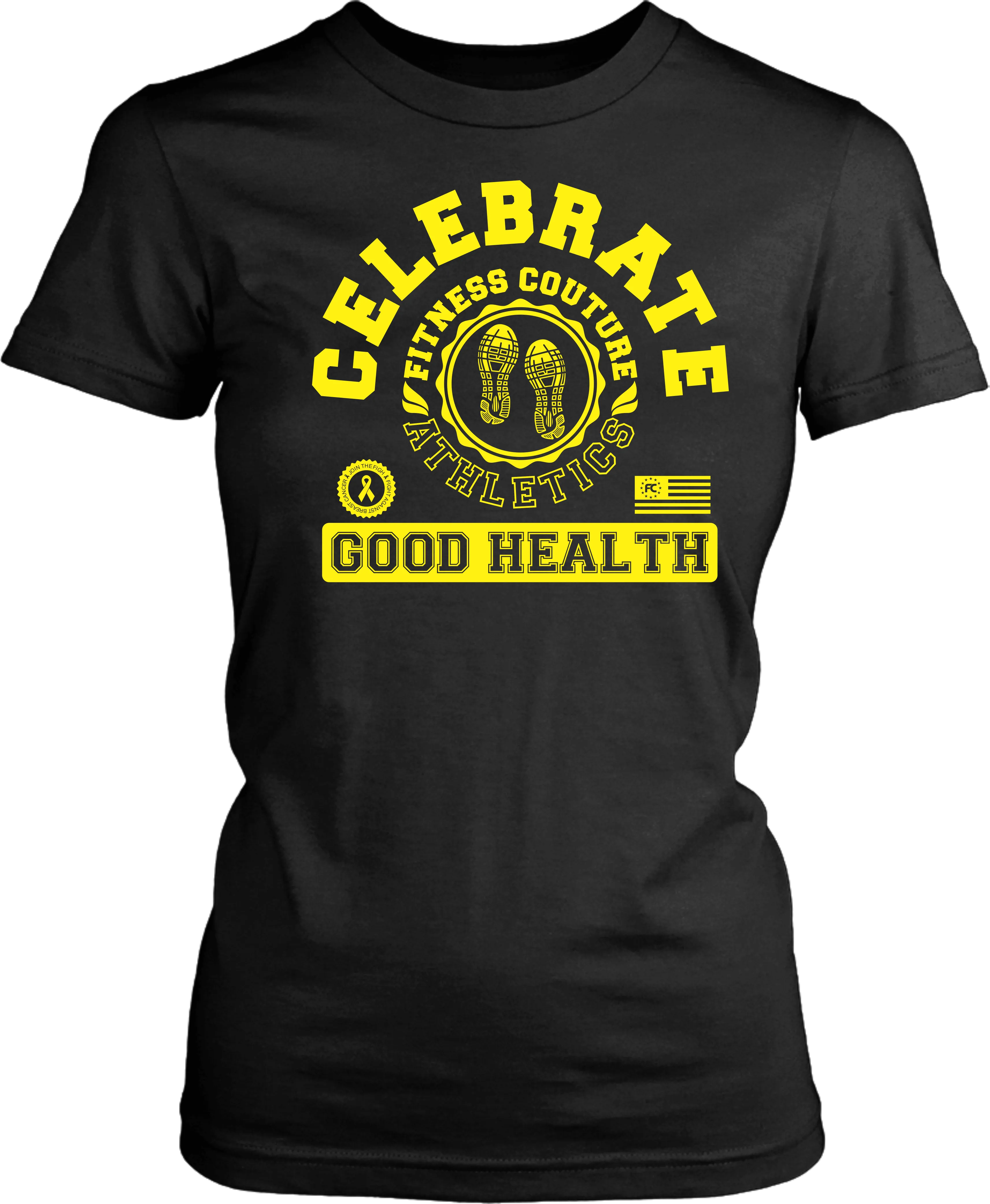 Fitness Couture Athletics - Celebrate Good Health T-shirt Red, Workout, Training "Yellow"