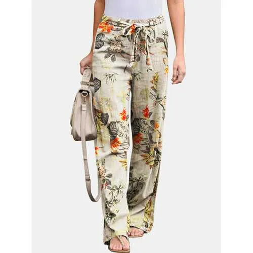 Floral Printed Elastic Pants