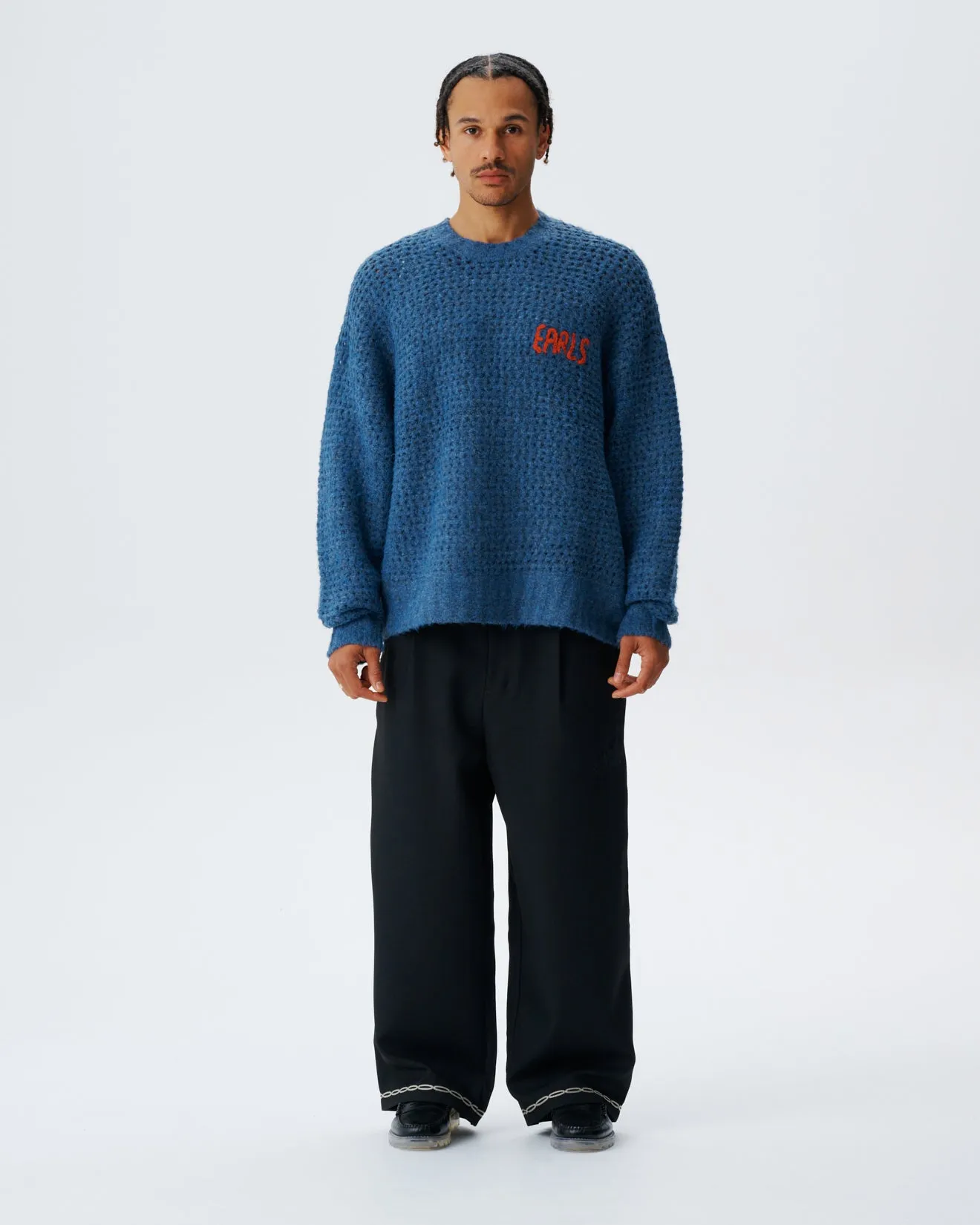 Fluffy Waffle Knit - Blue