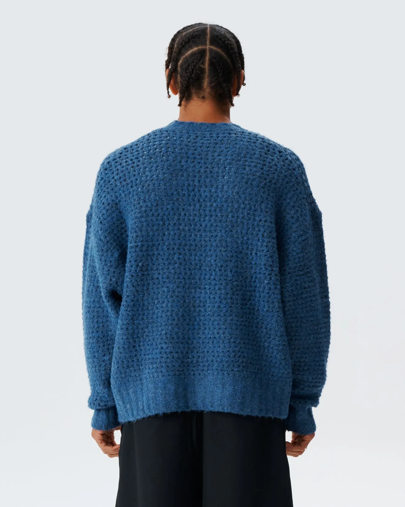 Fluffy Waffle Knit - Blue