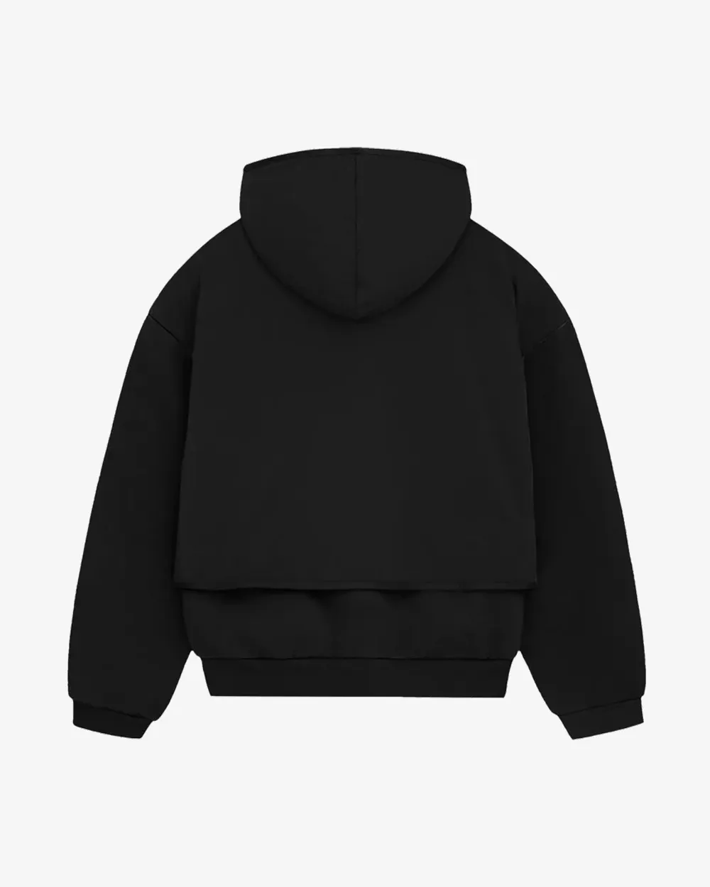 FOG ESSENTIALS FW24 LAYERED NYLON FLEECE HOODIE JET BLACK / JET BLACK