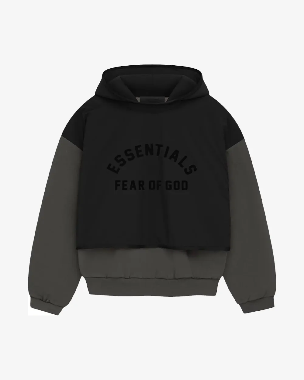 FOG ESSENTIALS FW24 NYLON FLEECE LAYERED HOODIE OFF BLACK / JET BLACK