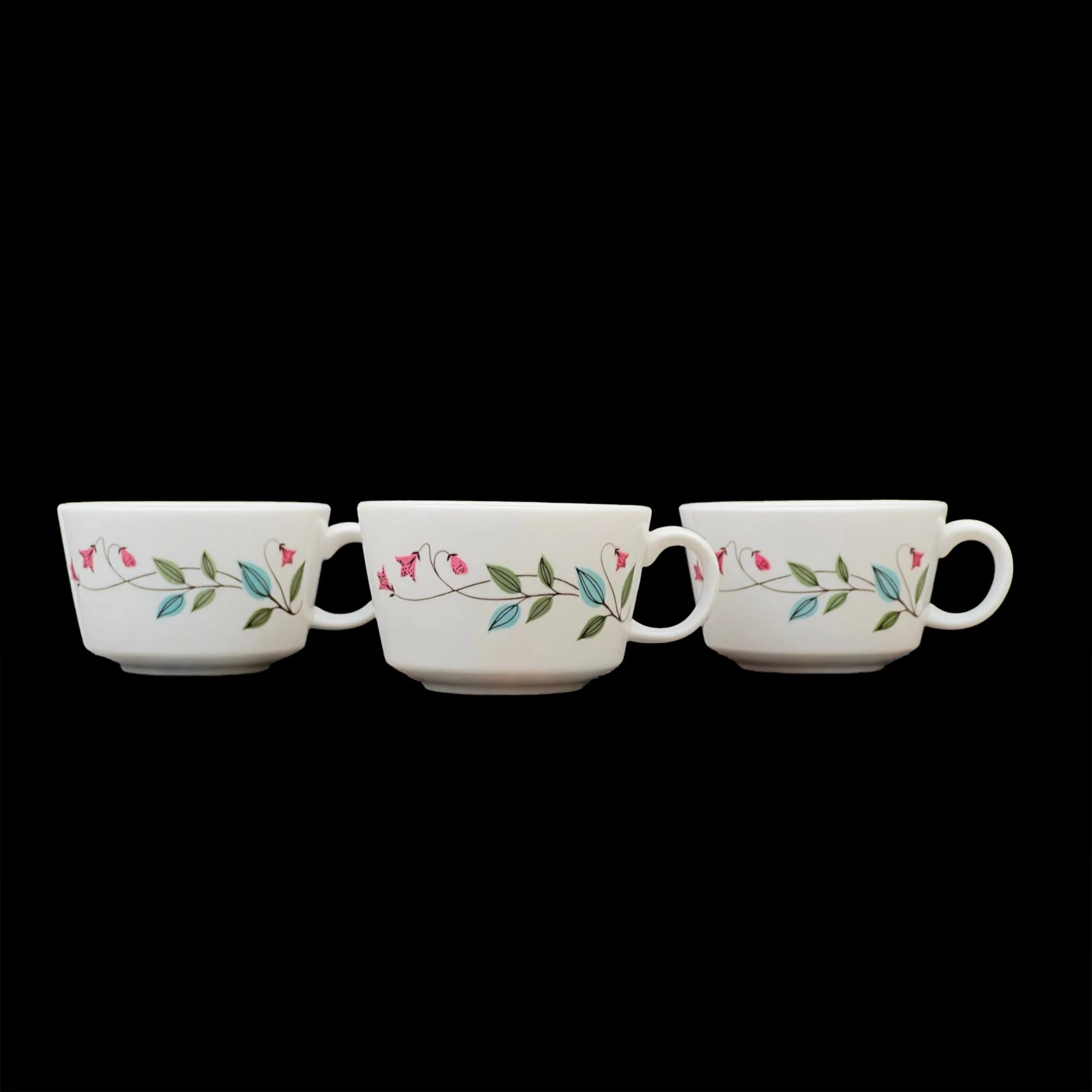 Franciscan Winsome Ceramic Floral Snack Cups, Coffee & Tea Cups - Rare