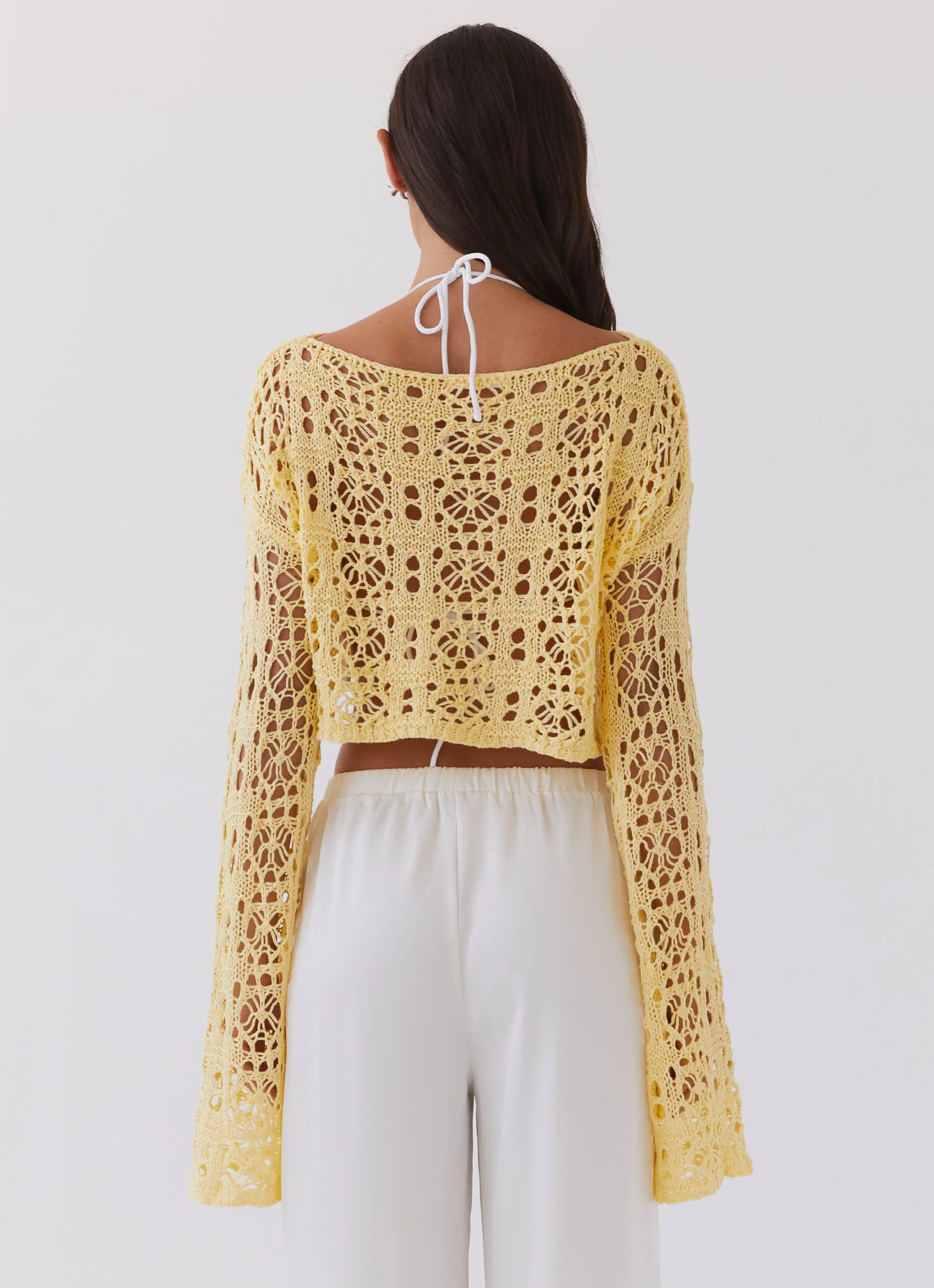 Free Mind Crochet Long Sleeve Top - Marigold