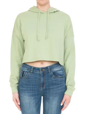 French Terry Hooded Crop Sweatshirt