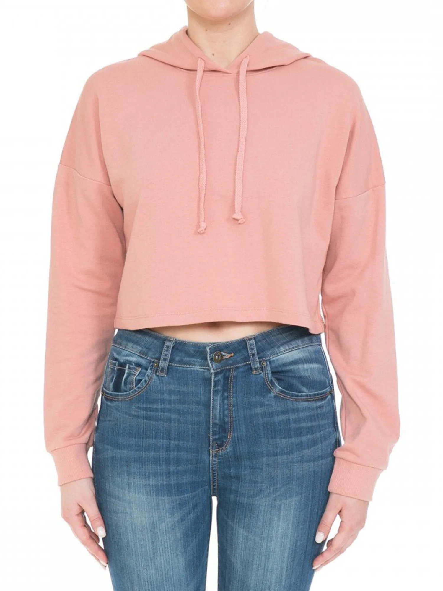 French Terry Hooded Crop Sweatshirt