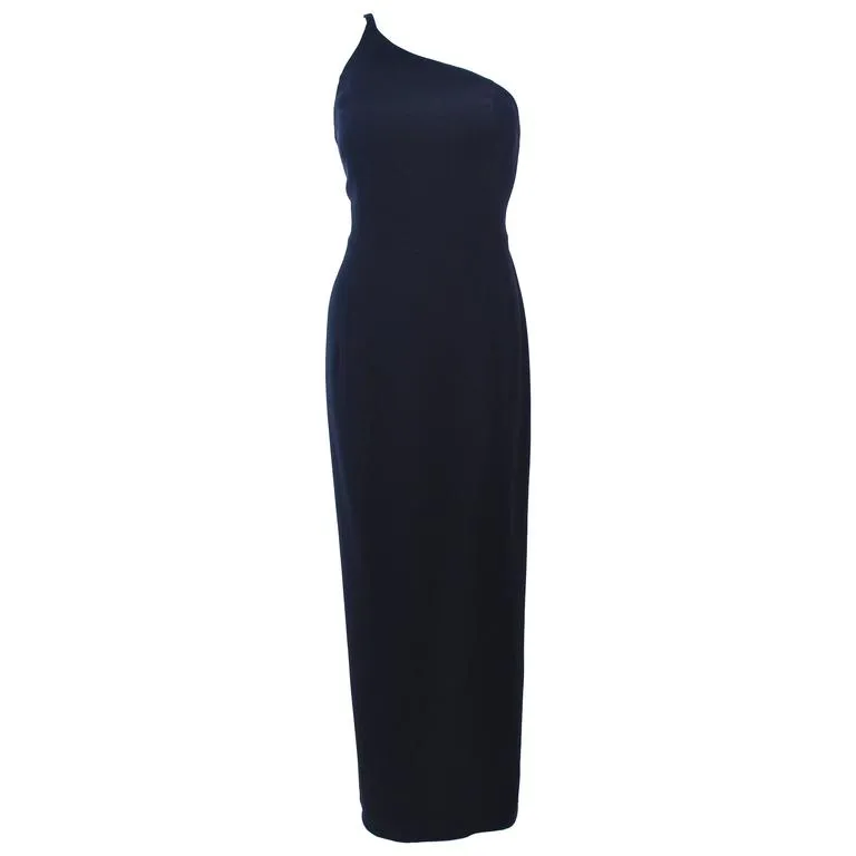 GIORGIO ARMANI Black Silk Asymmetrical Gown Size 44