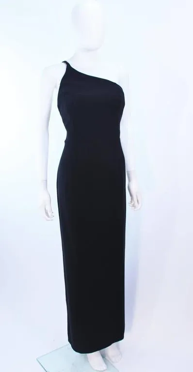 GIORGIO ARMANI Black Silk Asymmetrical Gown Size 44