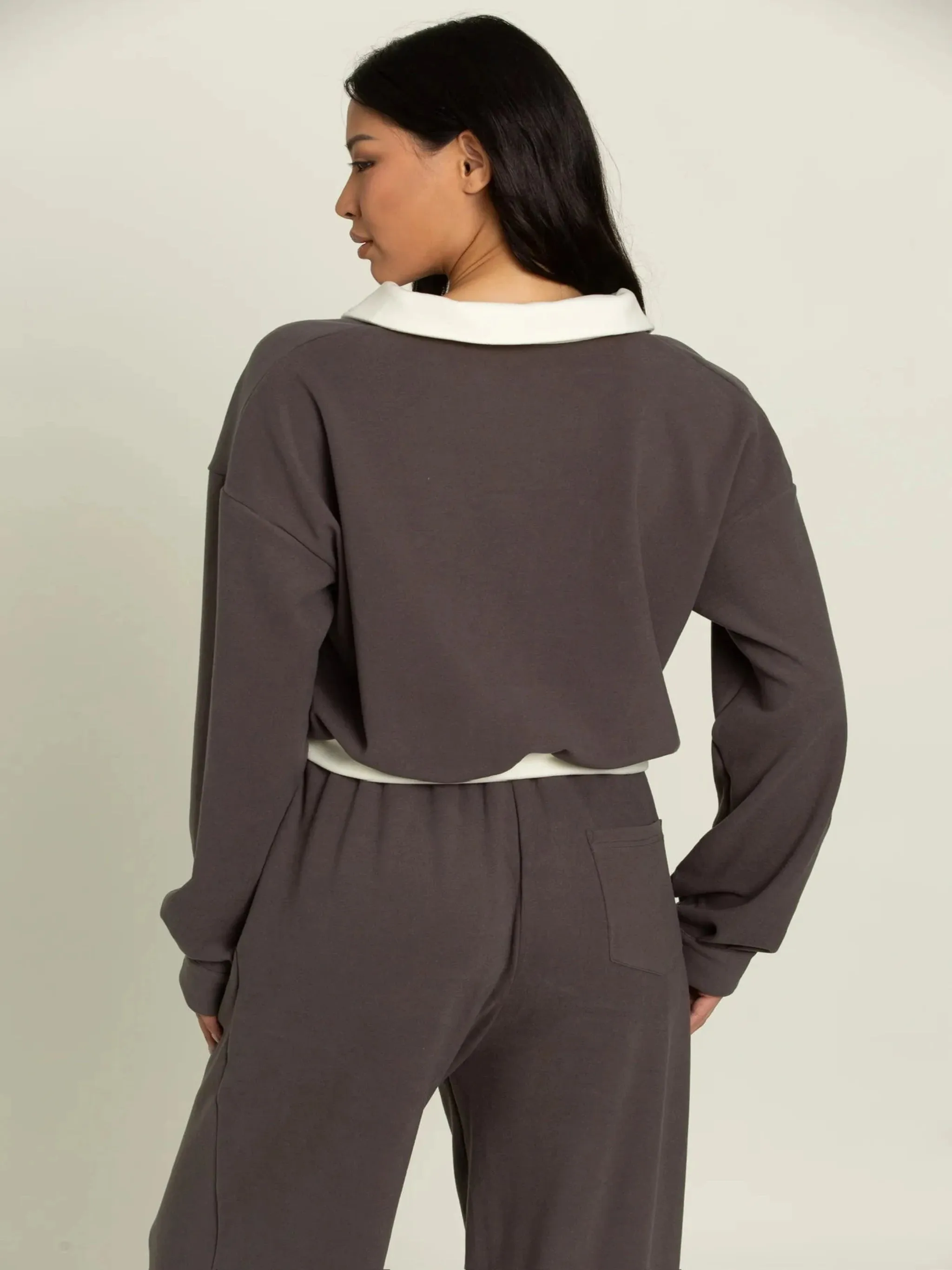 Gold Hinge Pullover Top - Charcoal