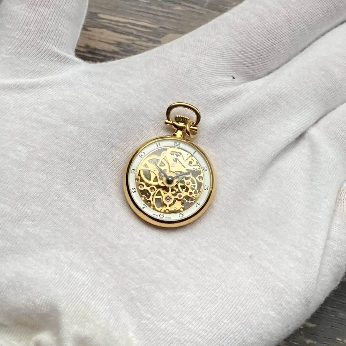 Gubelin Pocket Watch Skeleton Antique Manual 25mm Vintage