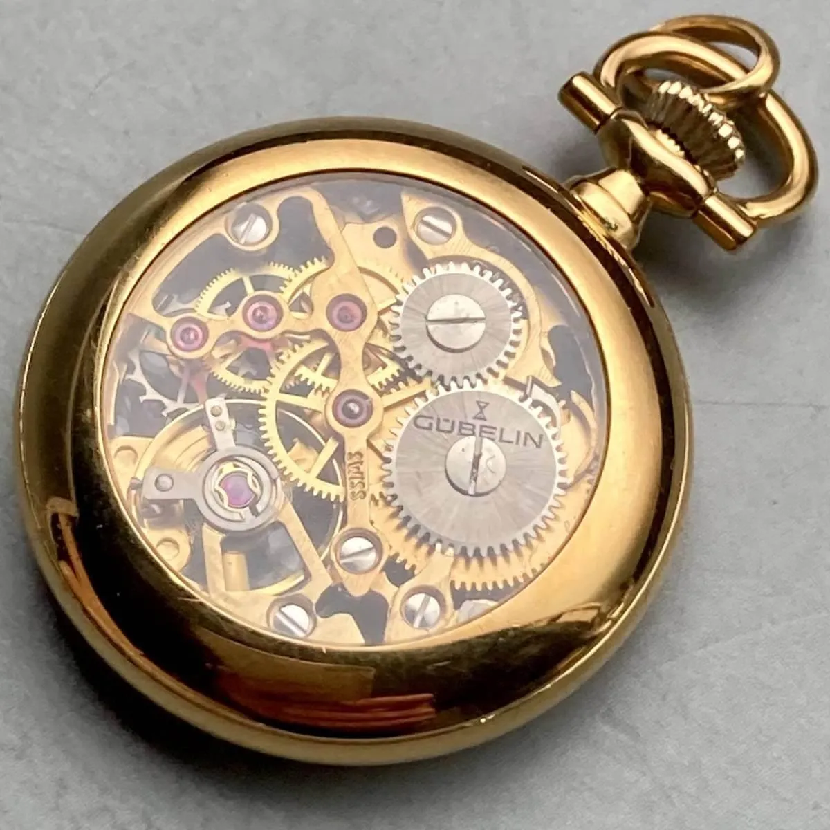 Gubelin Pocket Watch Skeleton Antique Manual 25mm Vintage