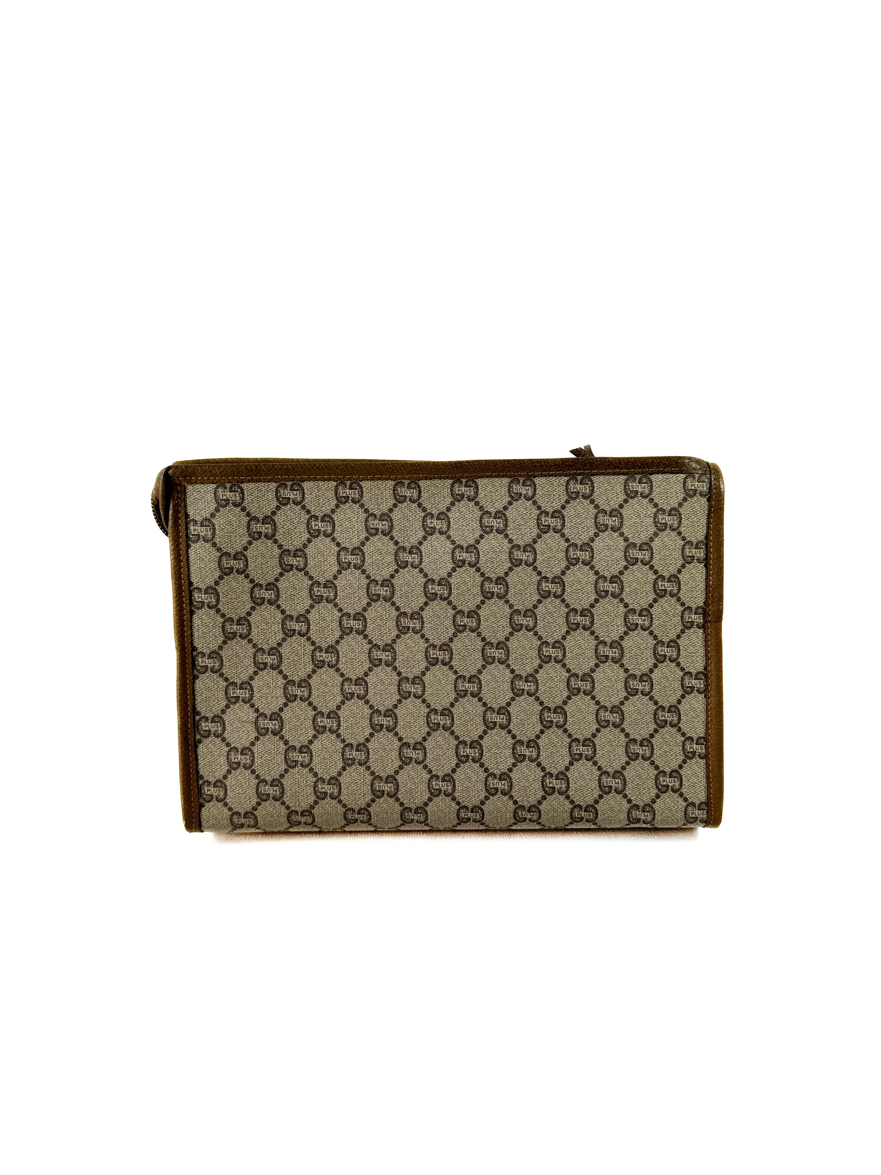 Gucci Plus monogram vintage zip pouch/clutch 70s/80s