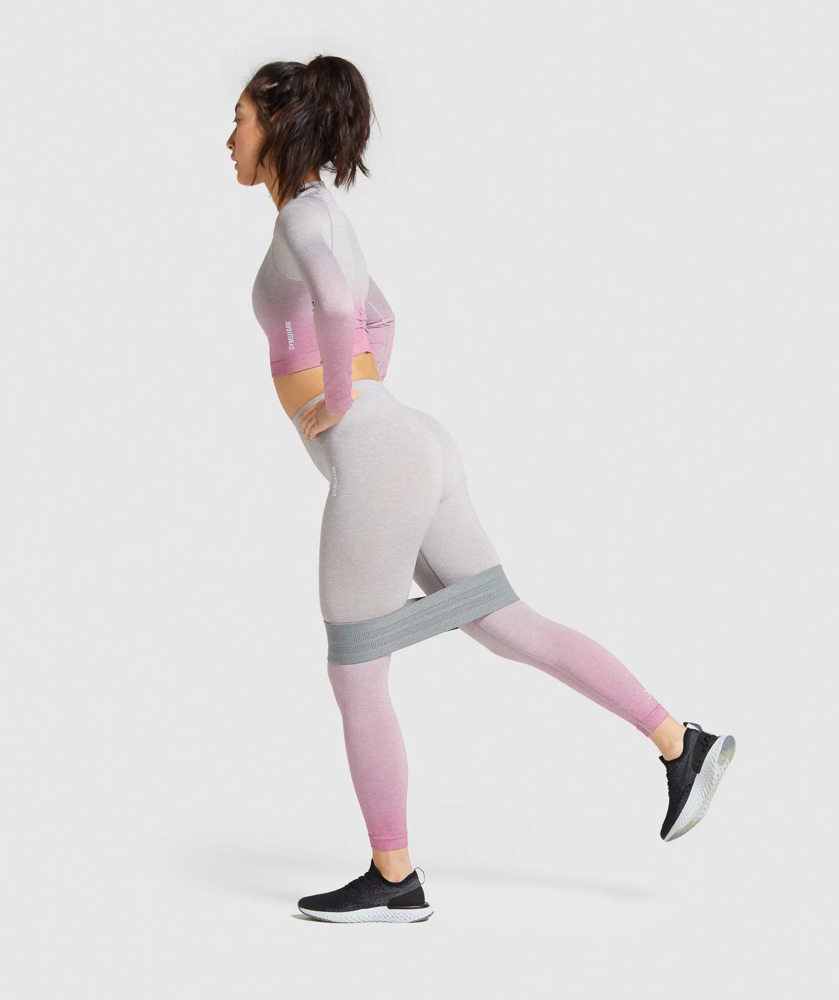 Gymshark Adapt Ombre Seamless Leggings - Light Grey Marl/Pink