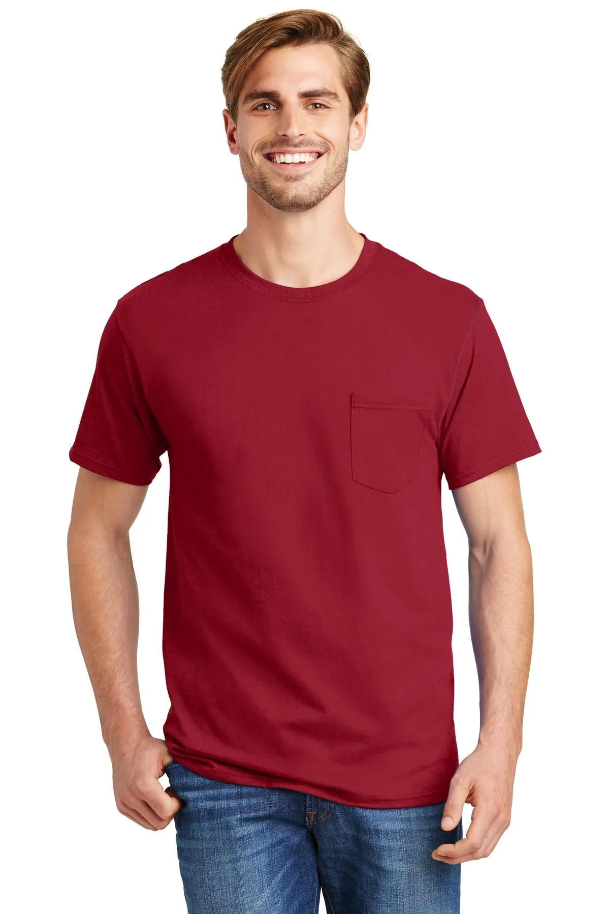 Hanes - Authentic 100% Cotton T-Shirt with Pocket. 5590