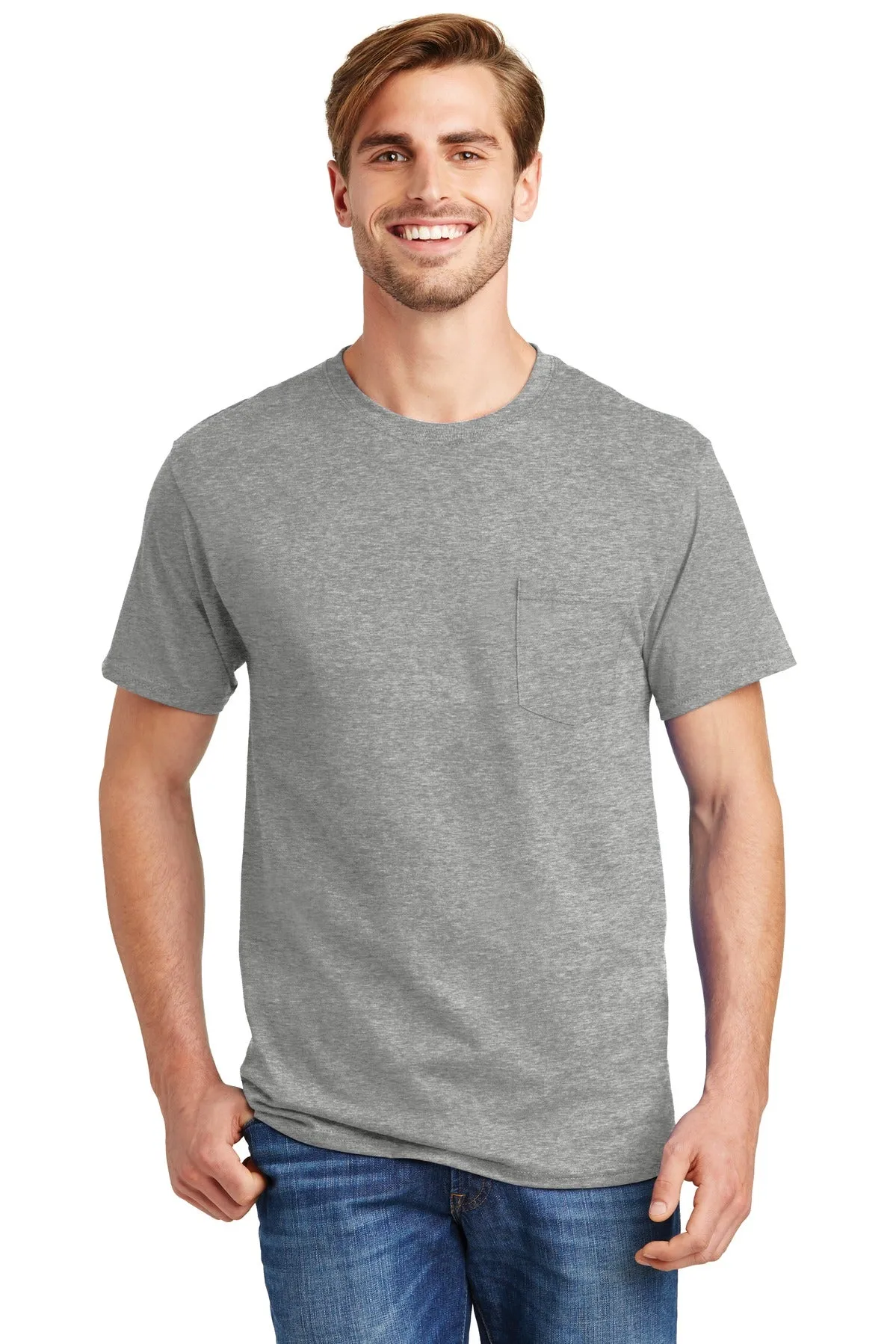 Hanes - Authentic 100% Cotton T-Shirt with Pocket. 5590