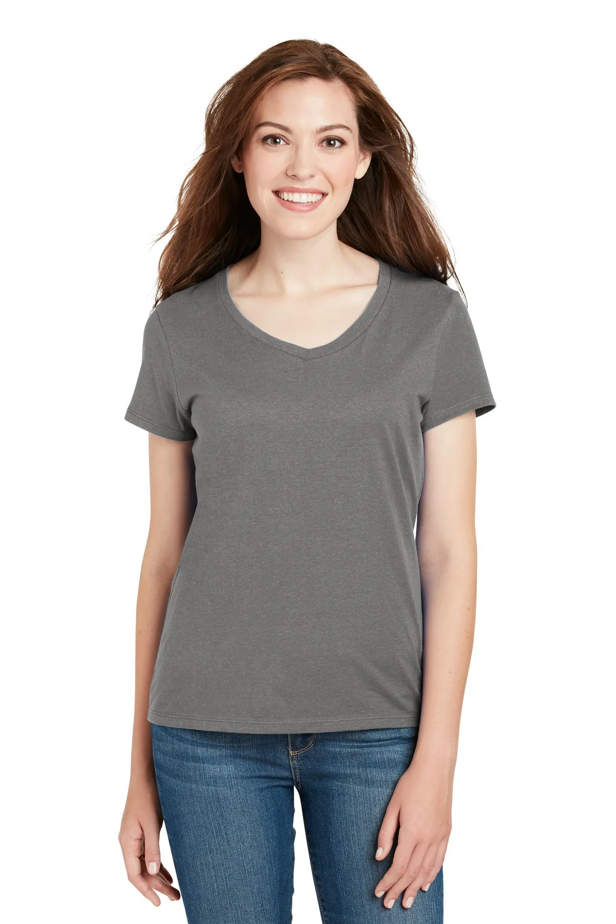 Hanes Ladies Perfect-T Cotton V-Neck T-Shirt. S04V