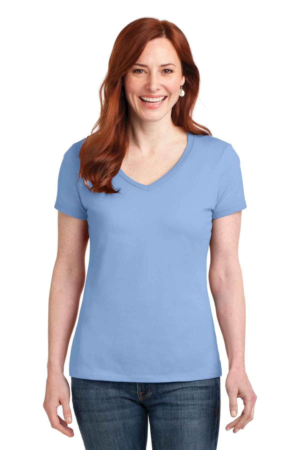 Hanes Ladies Perfect-T Cotton V-Neck T-Shirt. S04V