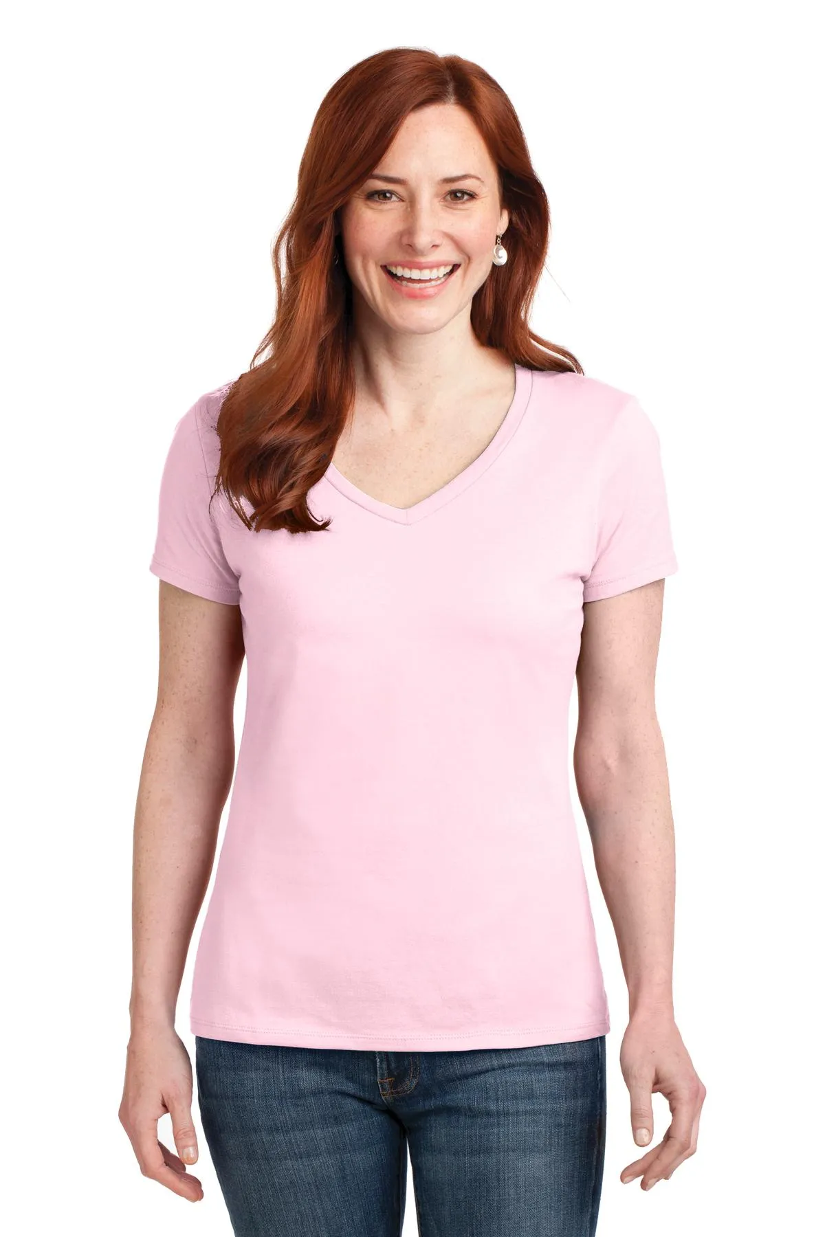 Hanes Ladies Perfect-T Cotton V-Neck T-Shirt. S04V