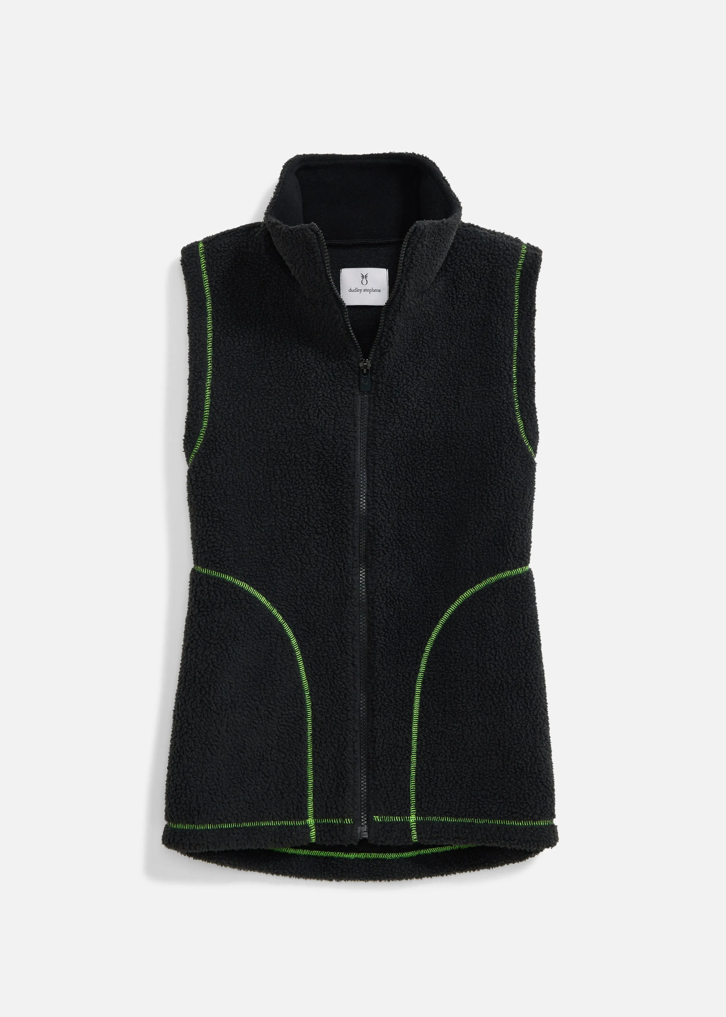 Hayes Vest in Sherpa Fleece (Black/Dudley Green)