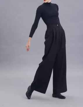 Helena Twill Wide-legged Long Pants