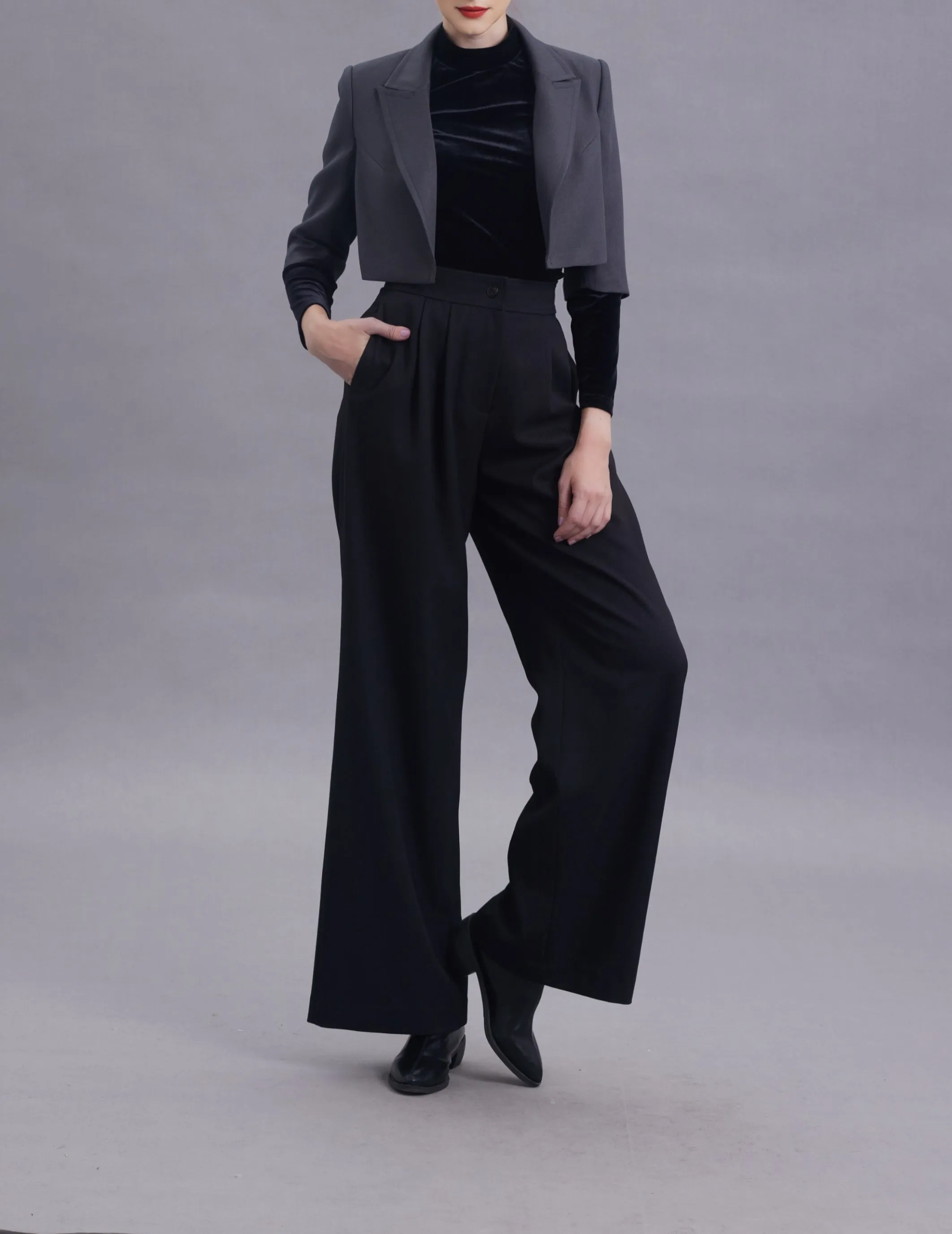 Helena Twill Wide-legged Long Pants