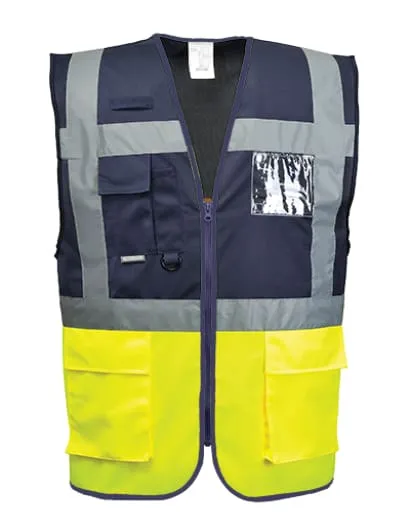 Hi Vis two tone contrast Paris Executive zipped and pockets Vest - C276