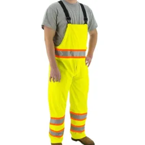 High Visibility Waterproof Rain Bib Overall - ANSI E, DOT Striping - Majestic