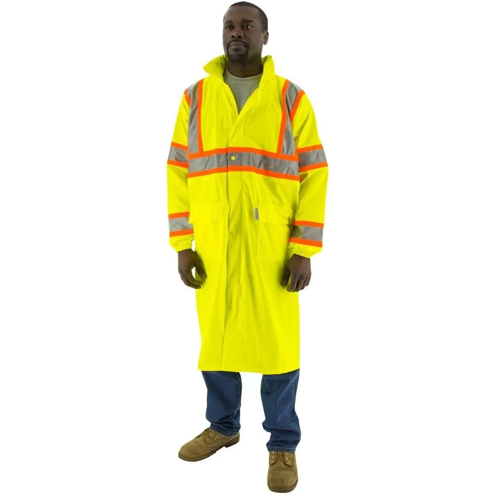 High Visibility Waterproof Rain Jacket - ANSI 3, DOT Striping - Majestic