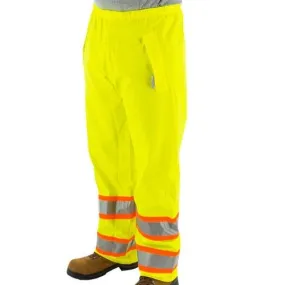 High Visibility Waterproof Rain Pants - ANSI E, DOT Striping - Majestic