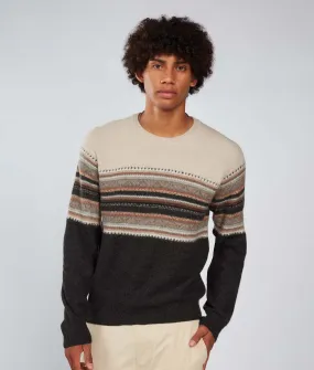 His Yoke Jacquard O Neck Pullover