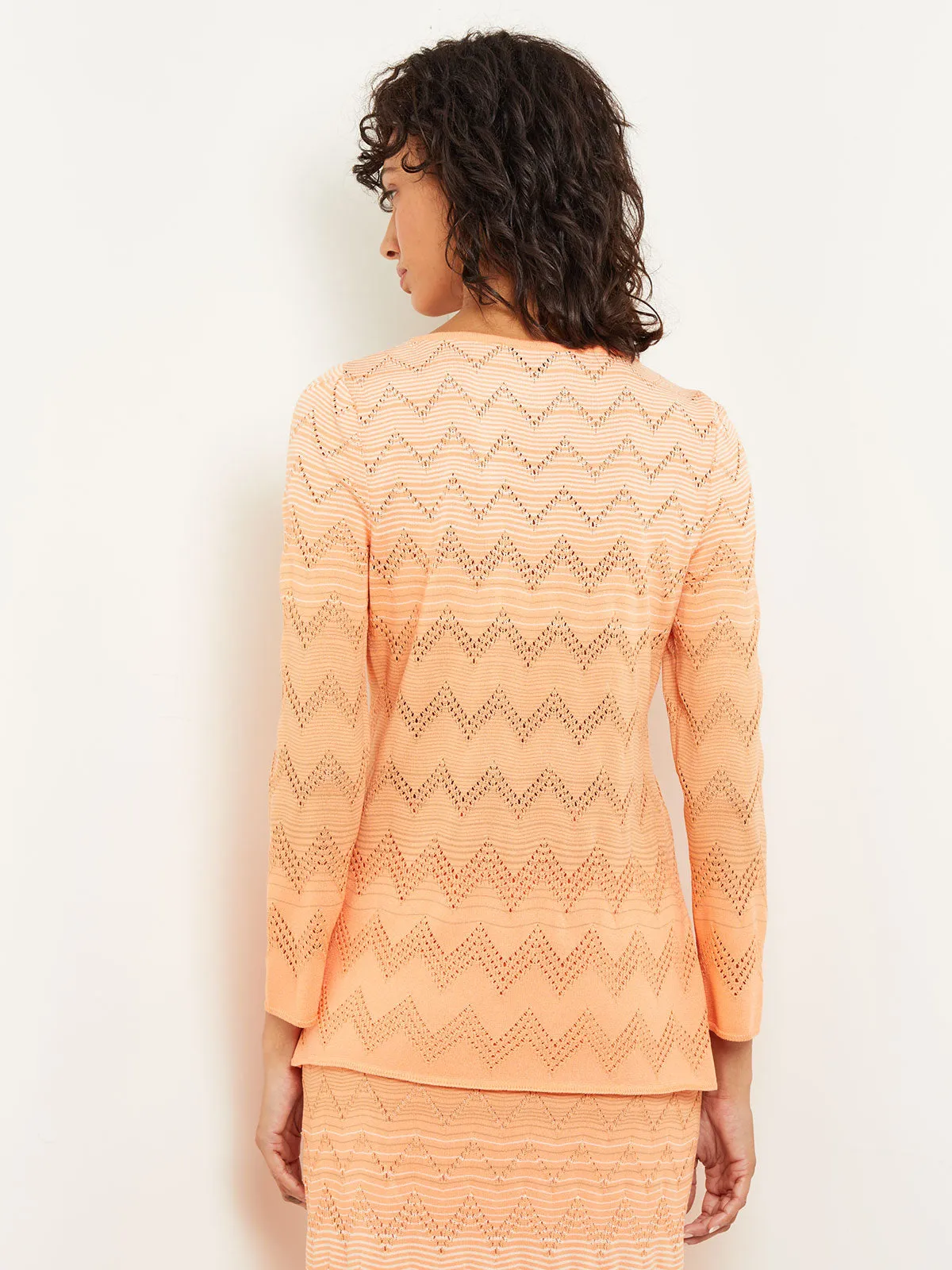 Jewel Neck Tunic - Ombre Pointelle Soft Knit