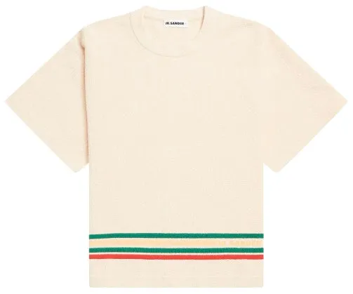 Jil Sander Stripe-Print Colored T-Shirt Beige