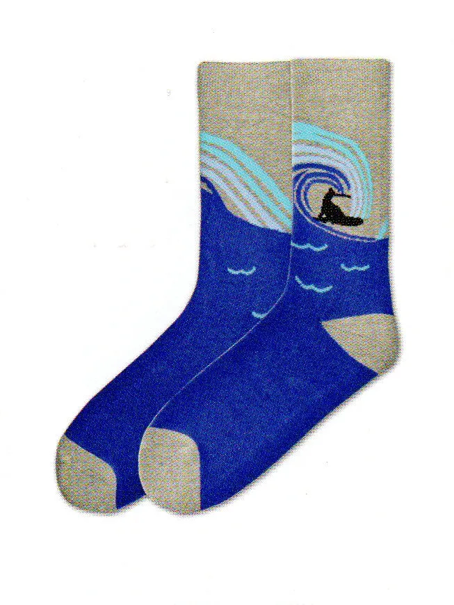 K Bell Mens American Made Surfs Up Novelty Sock