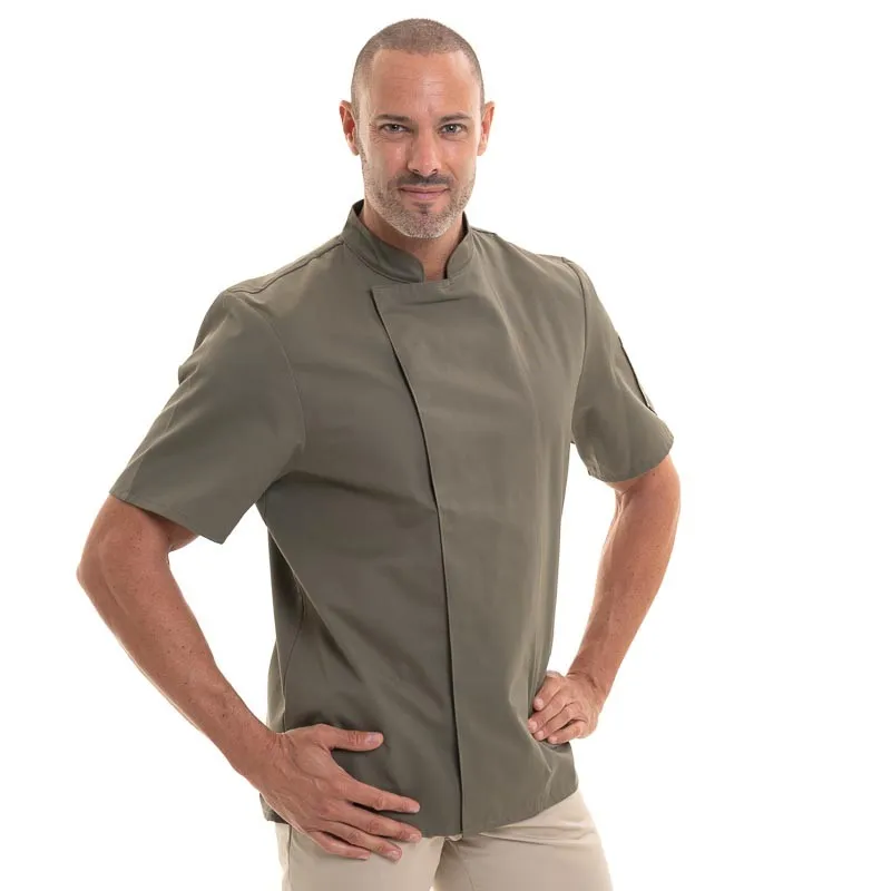 Khaki Short Sleeve Chef's Coat Nero - ROBUR