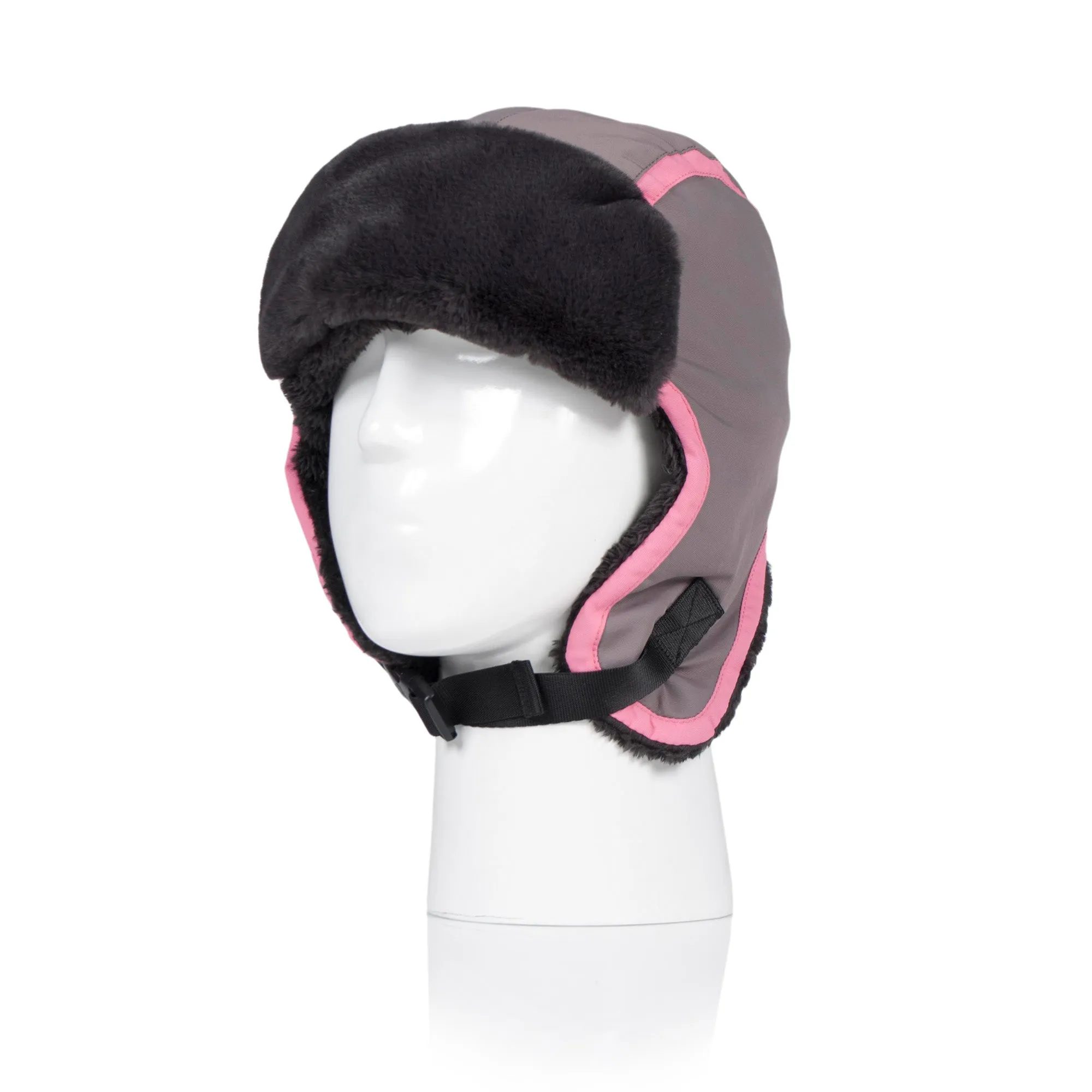 Kids Thermal Trapper Hat - Grey & Pink