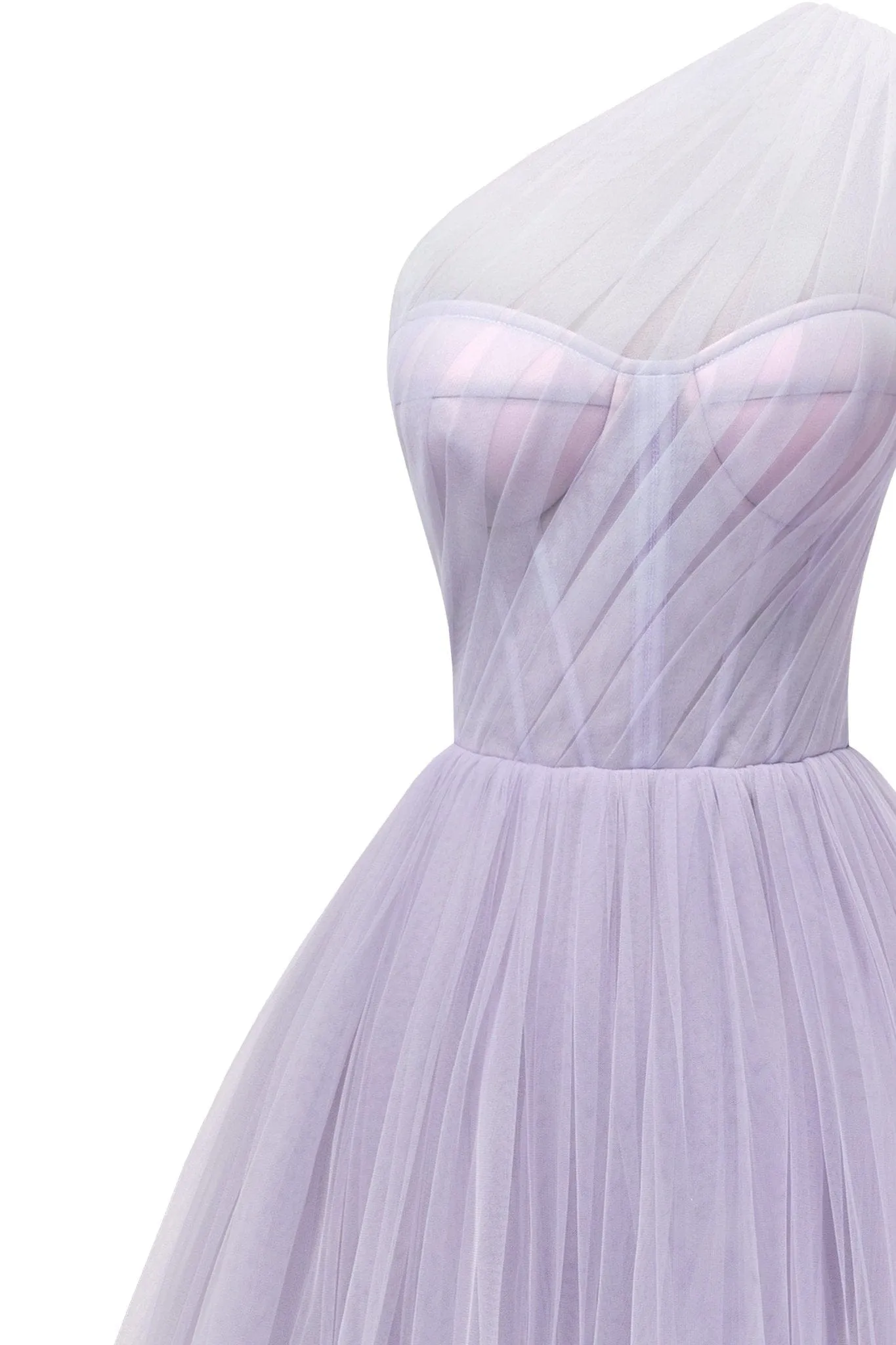 Lavender One-Shoulder Cocktail Tulle Dress