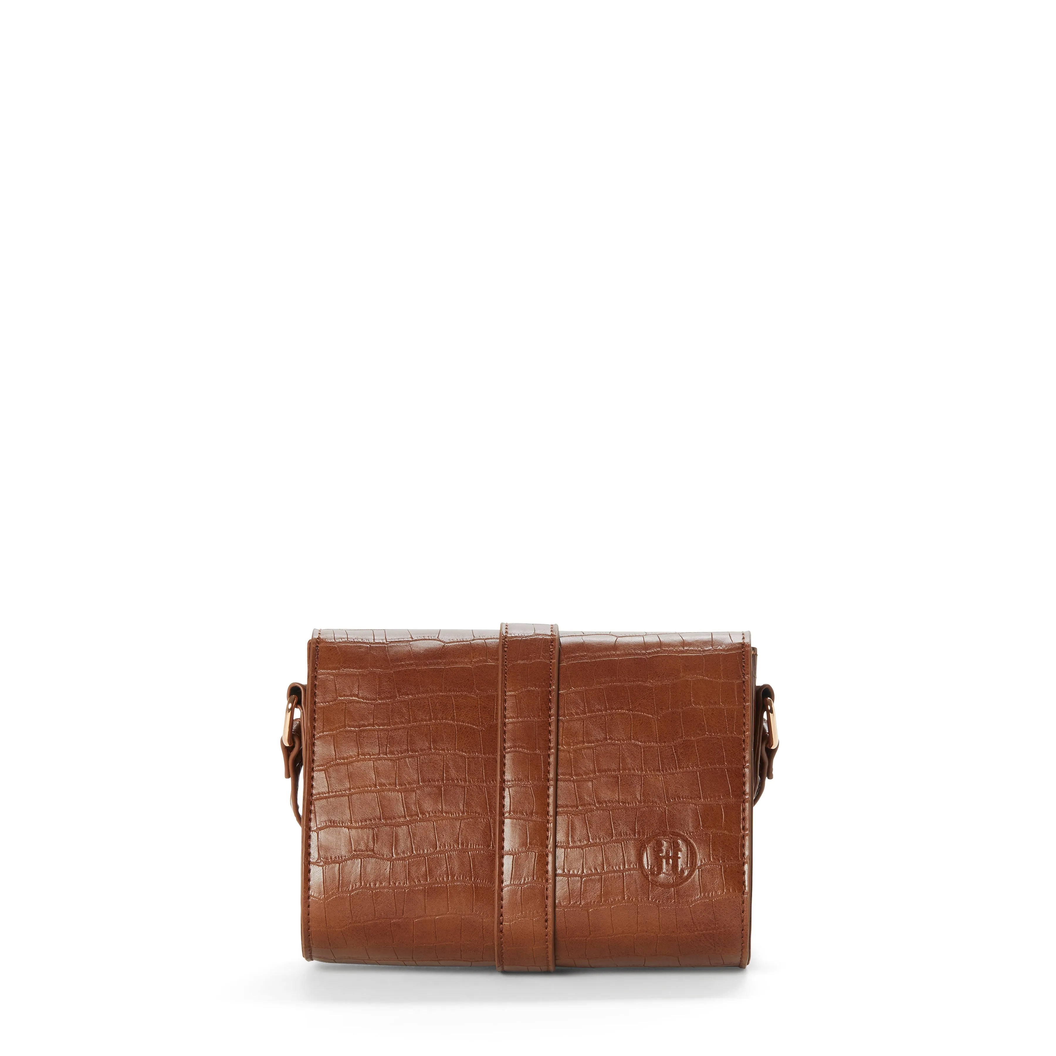 LINDSAY II Croco Vegan Crossbody in Cognac