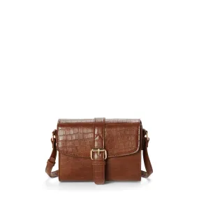 LINDSAY II Croco Vegan Crossbody in Cognac