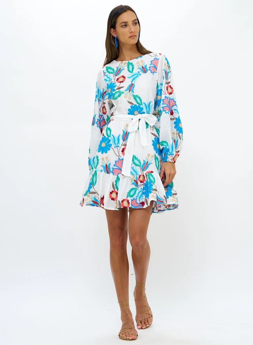 Long Sleeve Flirty Mini Dress - Monet Multi