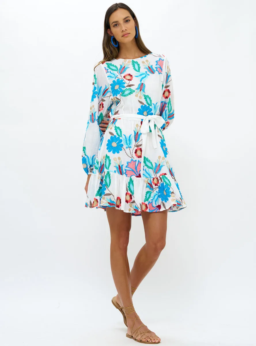 Long Sleeve Flirty Mini Dress - Monet Multi