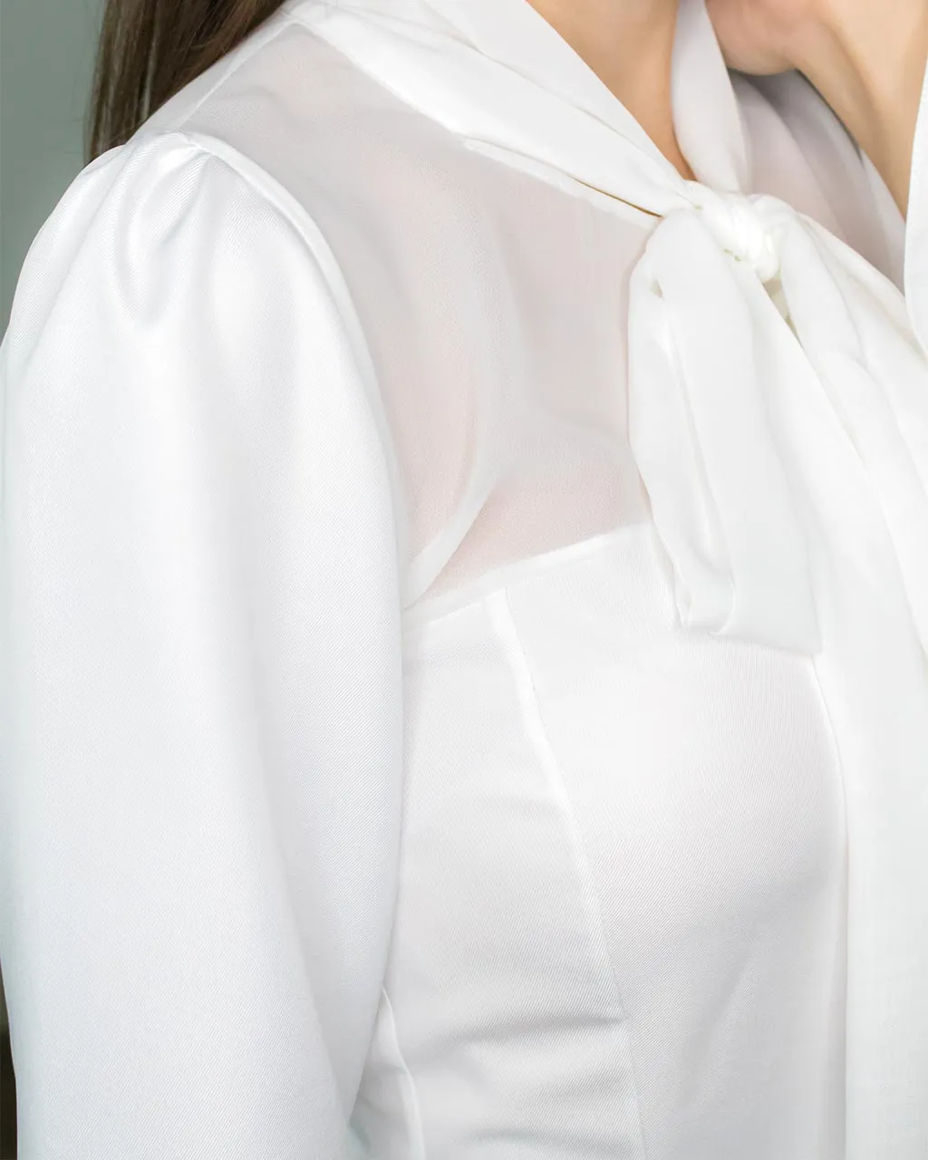 Loris White Peplum Blouse with Bell Sleeves