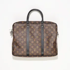 Louis Vuitton Porte-Documents Voyage PM Monogram Macassar Canvas Bag