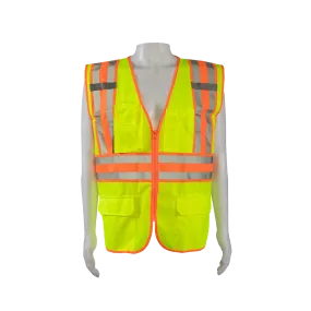 LV2-FSMBCB2 ANSI/ISEA Class II Solid Front Mesh Back Two Tone DOT Surveyors Vest