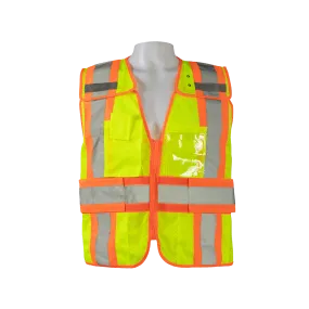 LVM2-PSV ANSI Class 2 Lime Mesh Orange Contrast Two Tone Expandable Breakaway Public Safety Vest