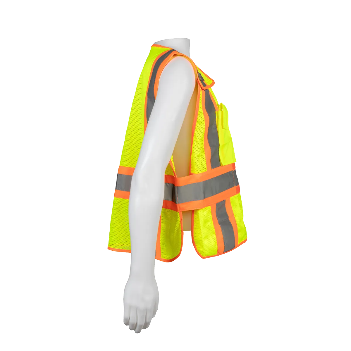 LVM2-PSV ANSI Class 2 Lime Mesh Orange Contrast Two Tone Expandable Breakaway Public Safety Vest