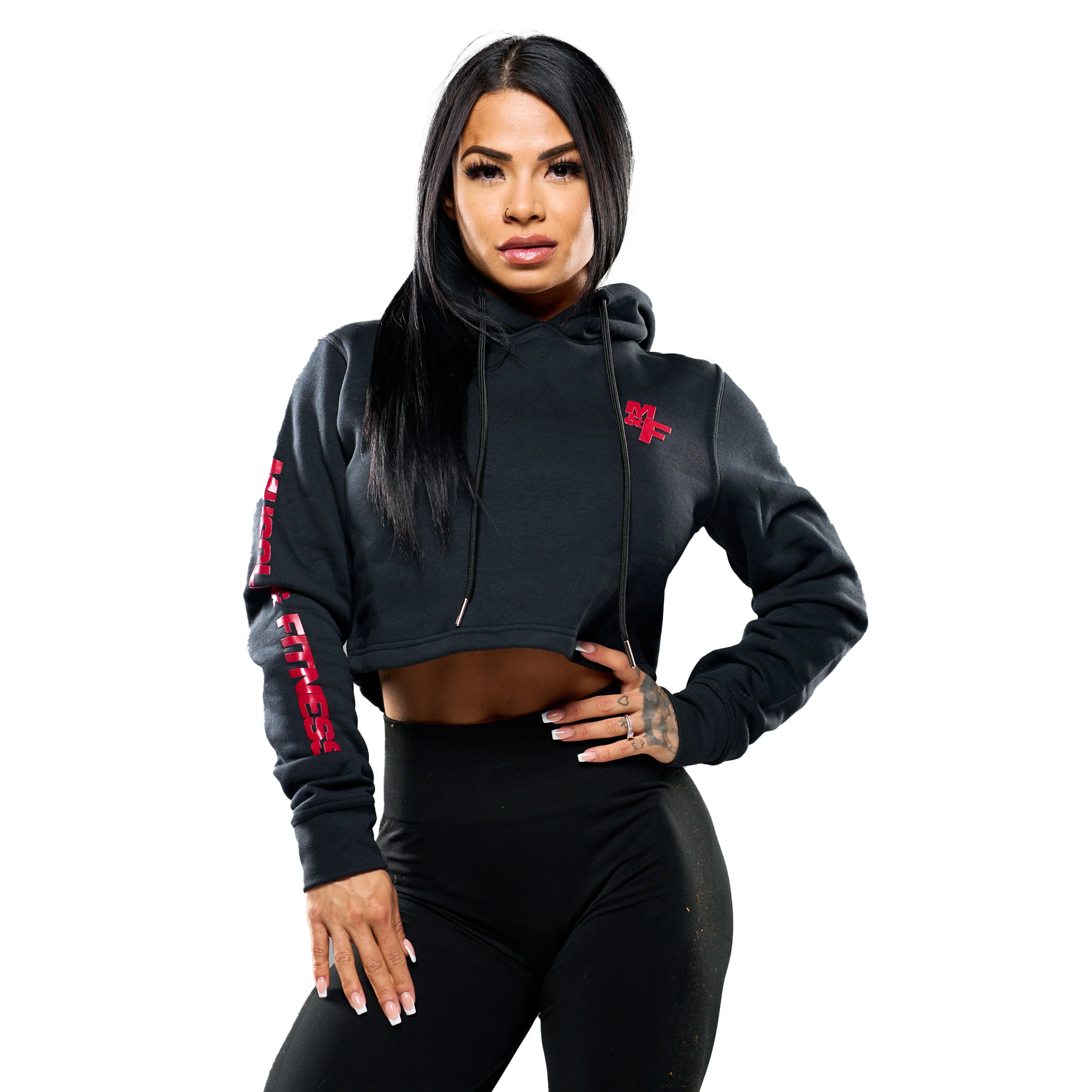 M & F Women's Black Crop Hoodie