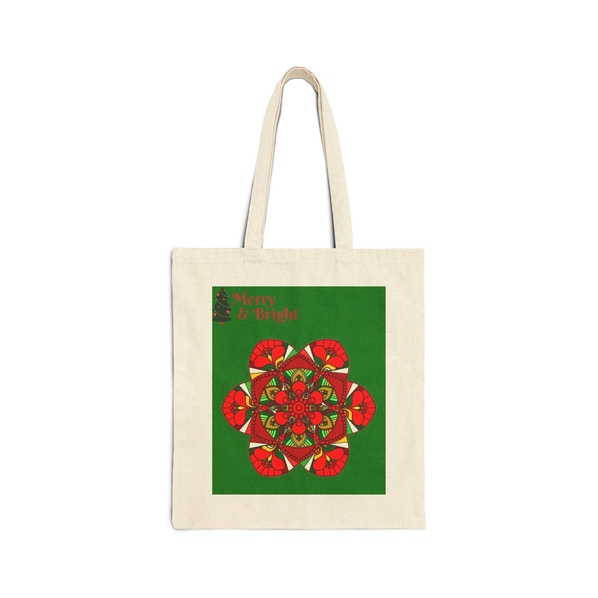 Mandala Design Cotton Tote Bag - Handmade Holiday Accessory