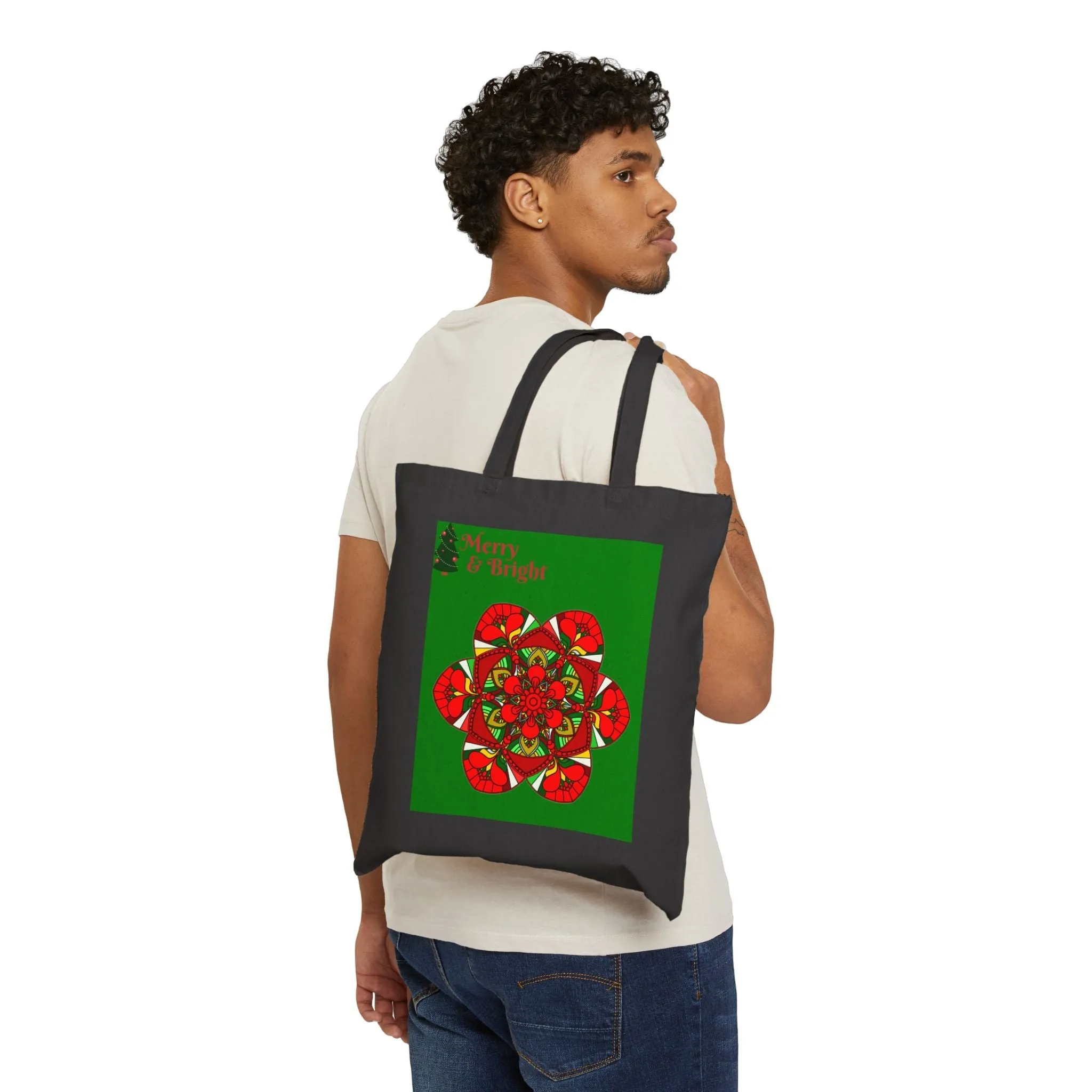 Mandala Design Cotton Tote Bag - Handmade Holiday Accessory