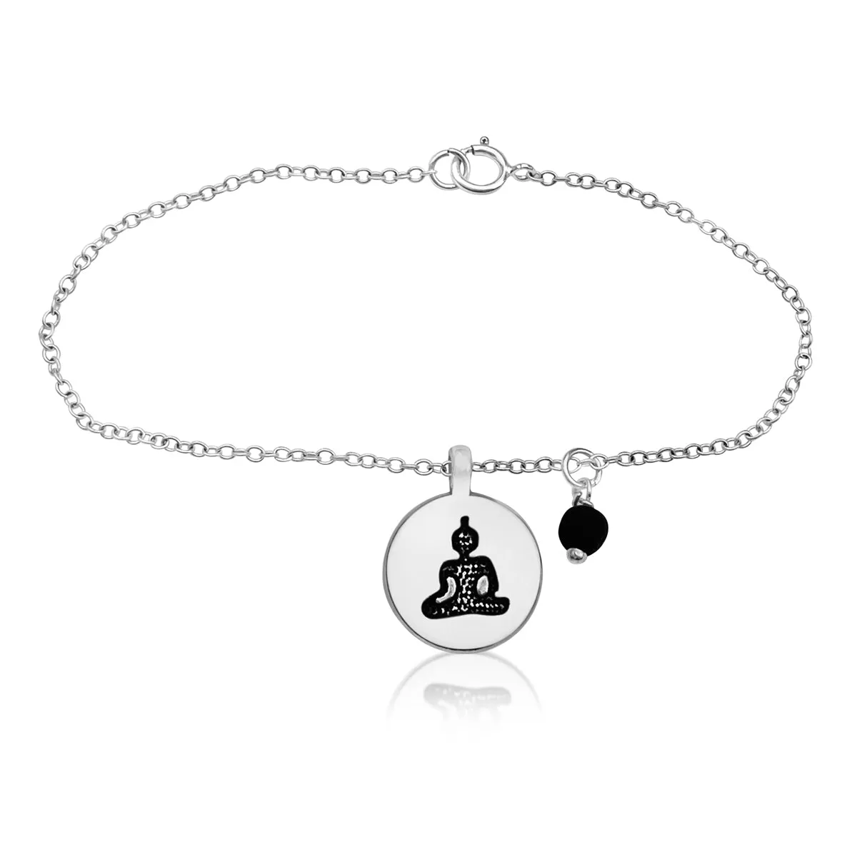 Meditating Yogi Bracelet with Lava Stone and Red Jade for Aroma Therapy